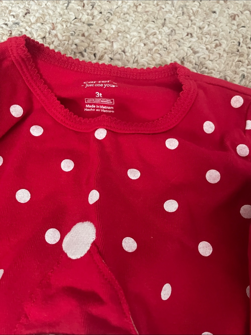 Carters Kids Christmas Pajama Tops - Red, White, Pink - Picture 2 of 7